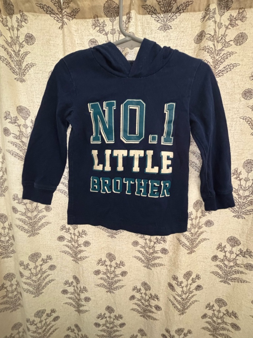 Toddler Boy “No. 1 Little Brother” Hoodie Long Sleeve Shirt